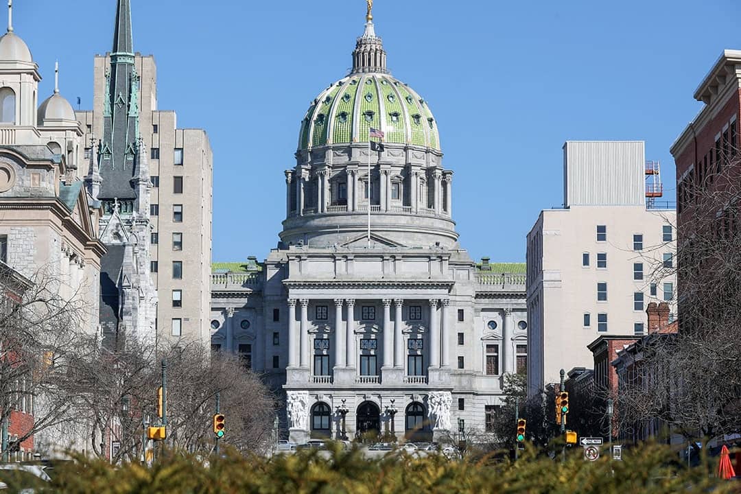 A view of the Pennsylvania State Capitol in Harrisburg. 